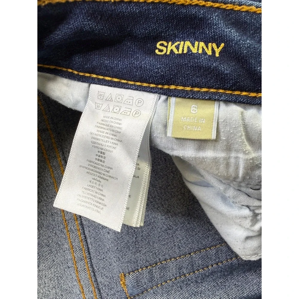 MICHAEL KORS Skinny Jeans Gold Zippers Dark Wash Size 6 Women's Denim